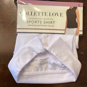 Collette Love Active White Stretch Quick Dry Sports Shirt Sleeveless Size L